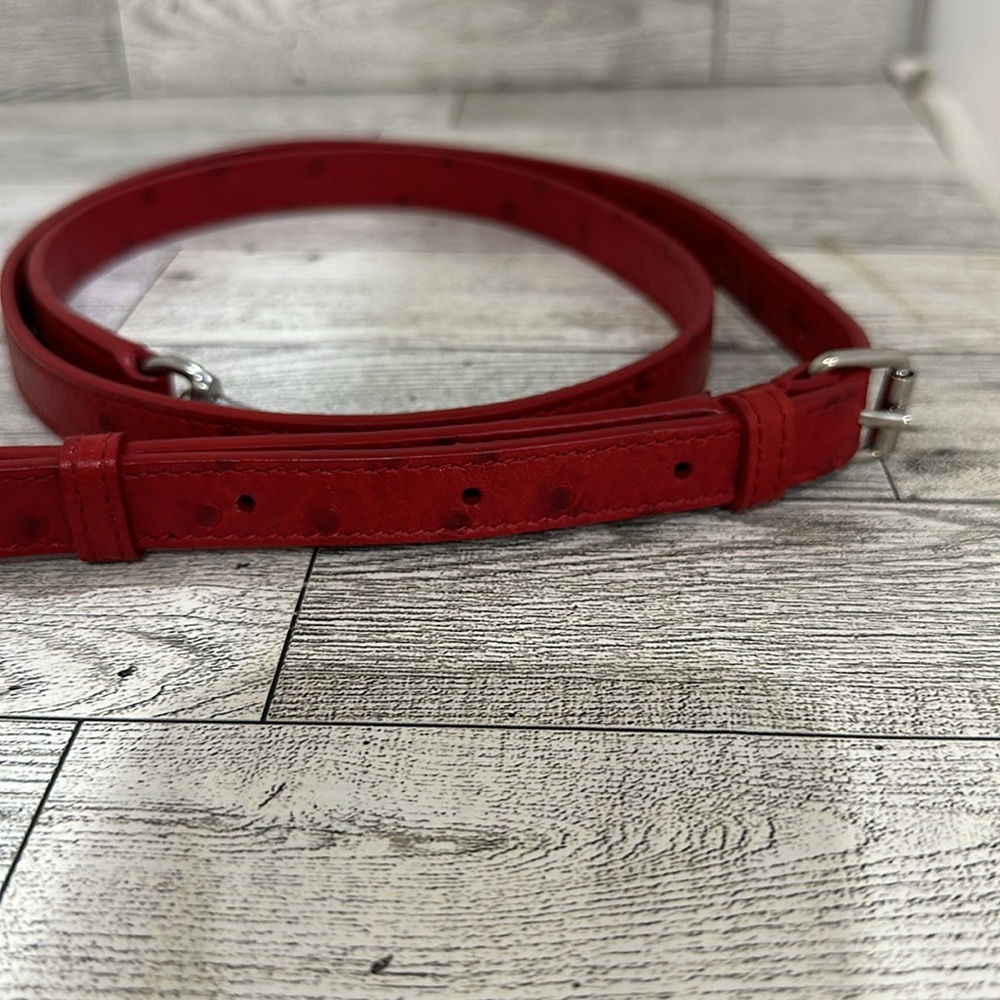 Yves St Laurent red leather ostrich replacement purse strap